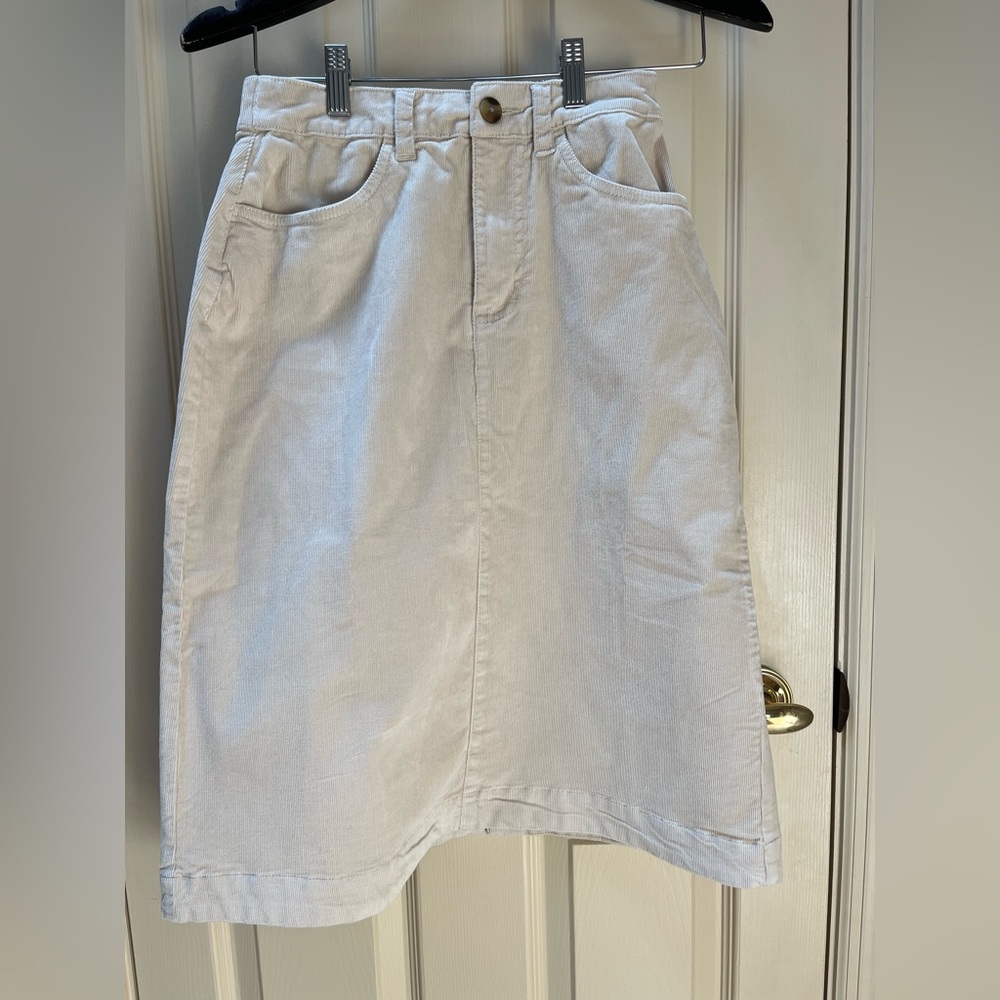 Cream organic cotton corduroy fall skirt